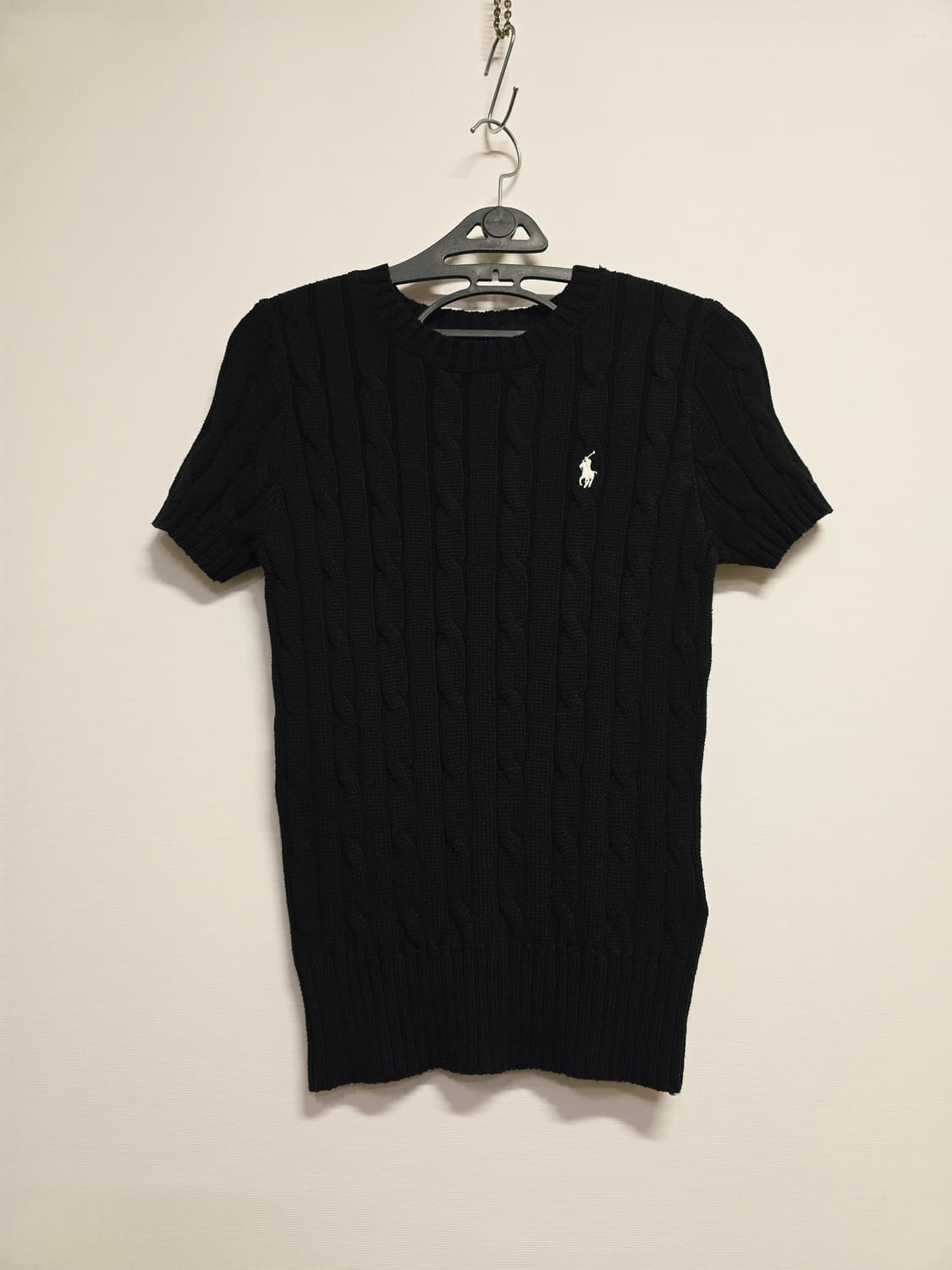 폴로 랄프로렌 케이블 반팔 니트 블랙m 상품이미지1