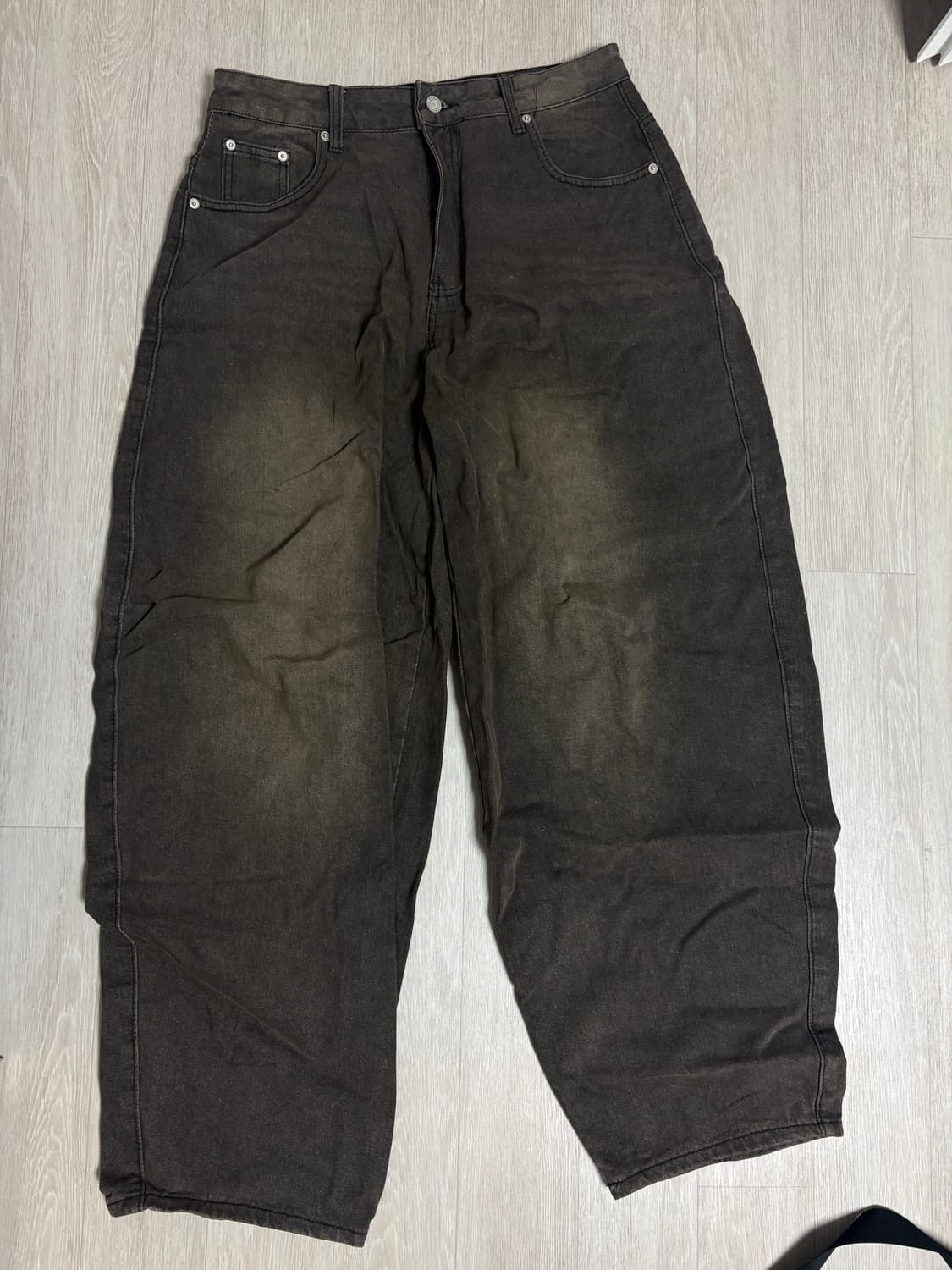 브라운 벌룬 워싱데님팬츠 상품이미지1