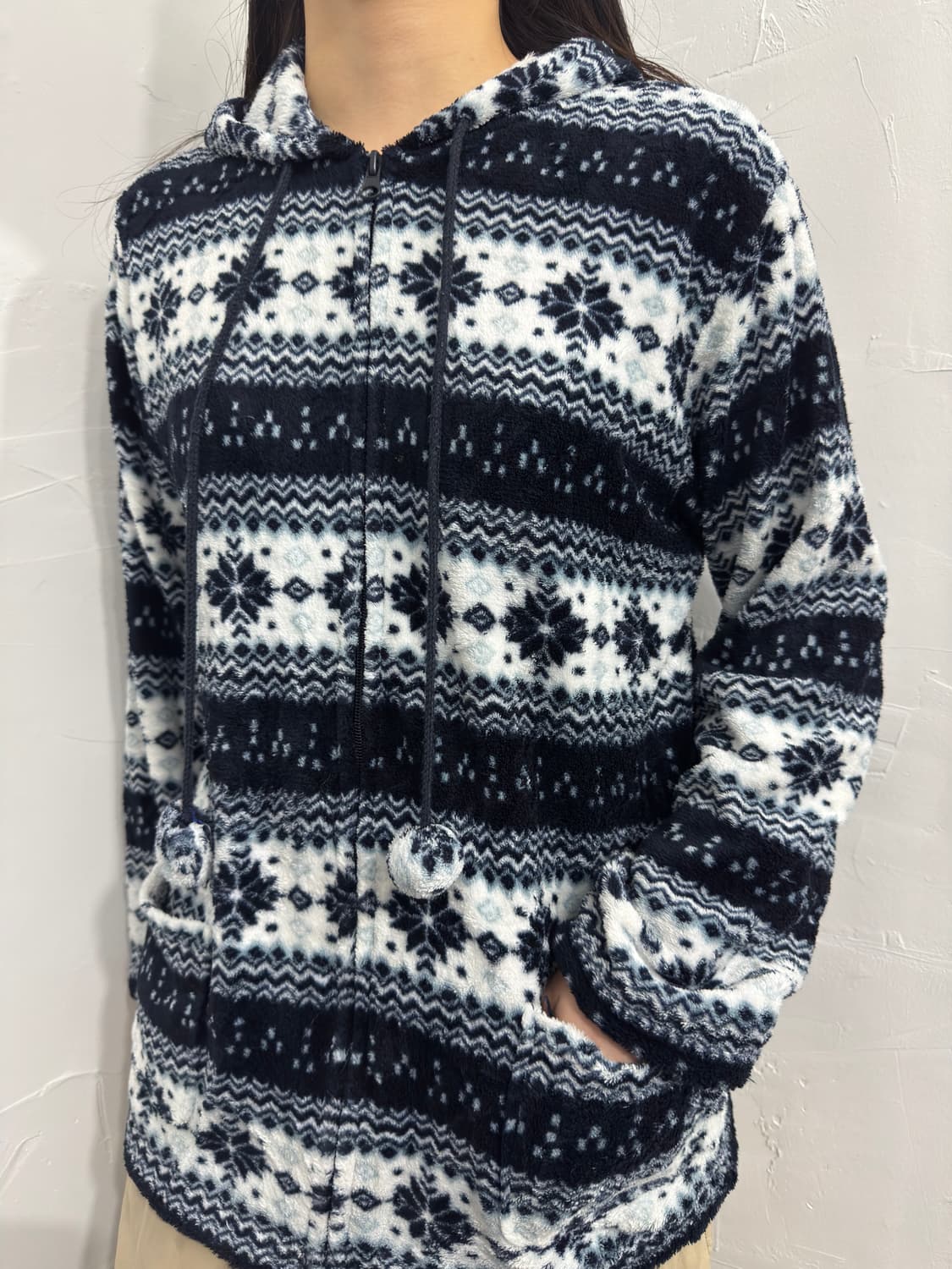 winter pattern hood fleece 상품이미지4
