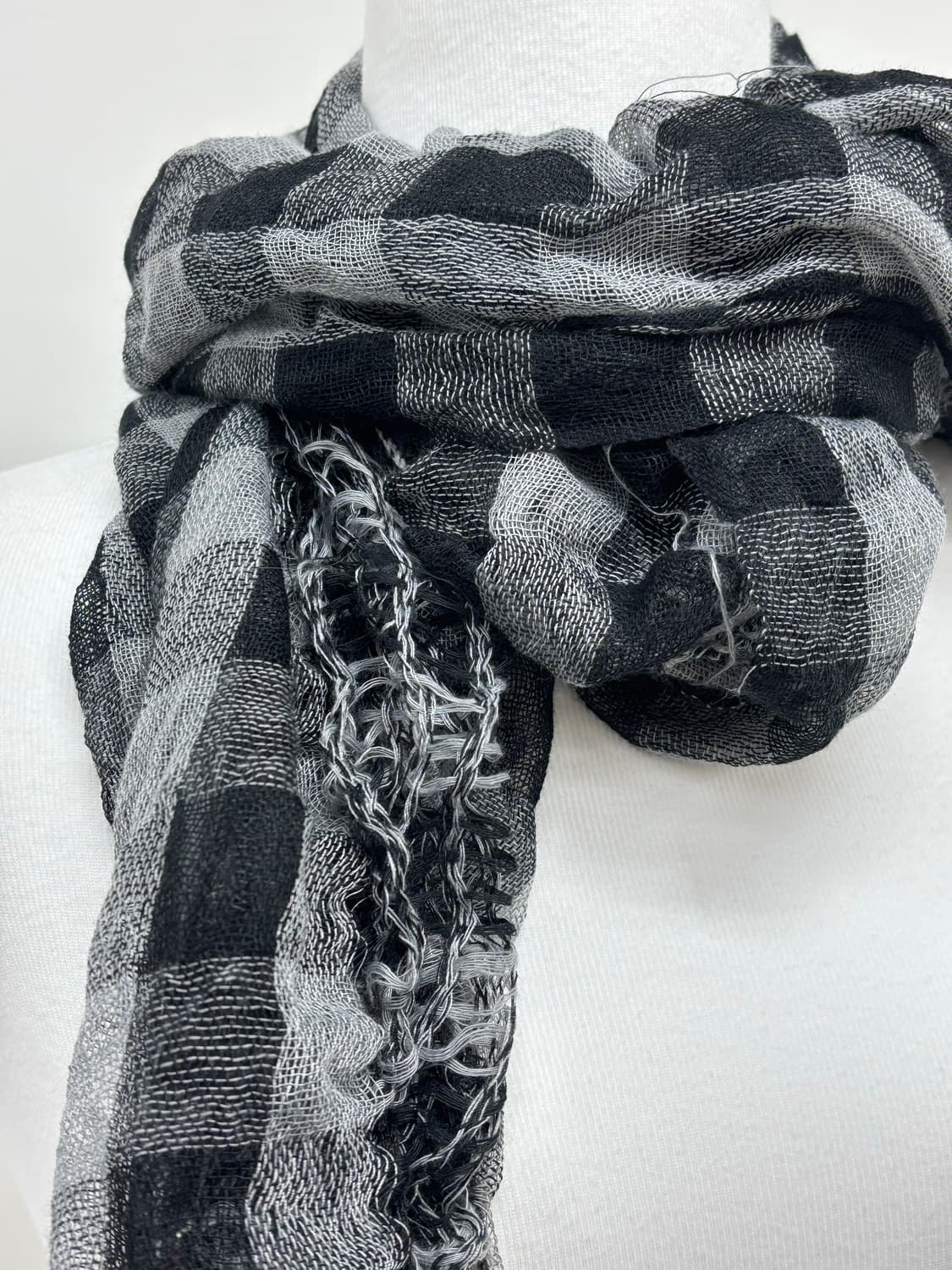 빈티지 그레이 체크 머플러 목도리 스카프 상품이미지2