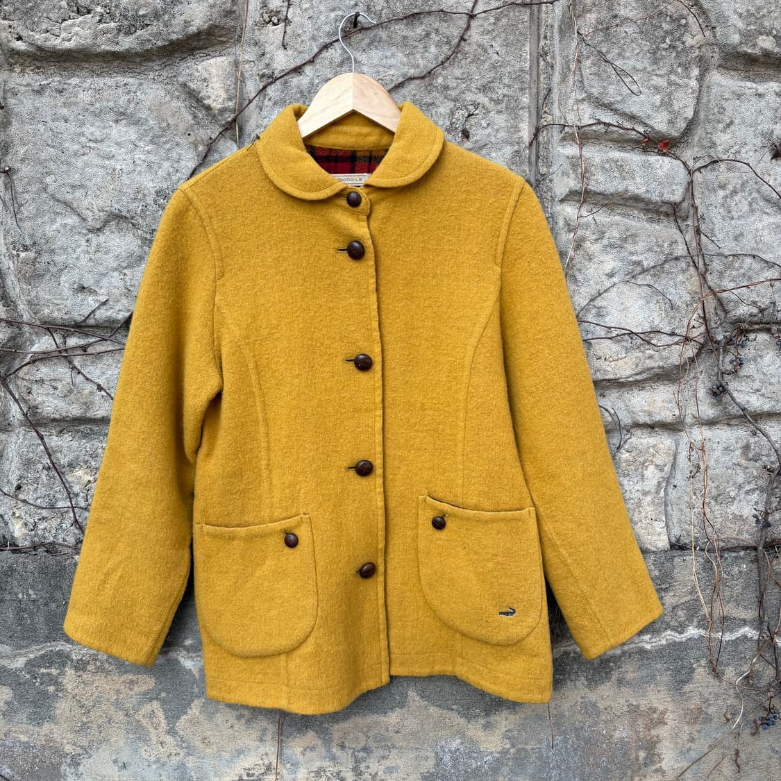 크로커다일 체크 안감 모리 울 아메카지 보헤미안 여성 빈티지 자켓 코트 상품이미지1