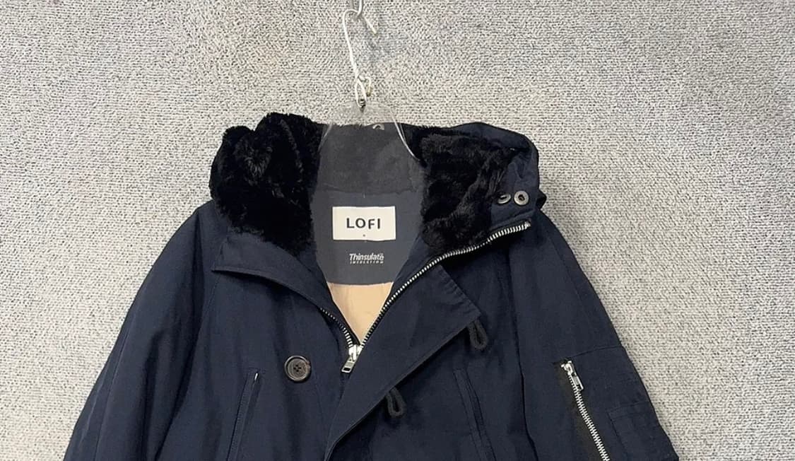 빈티지 로파이 신슐레이터 라쿤 패딩 m 100 네이비 야상 상품이미지3