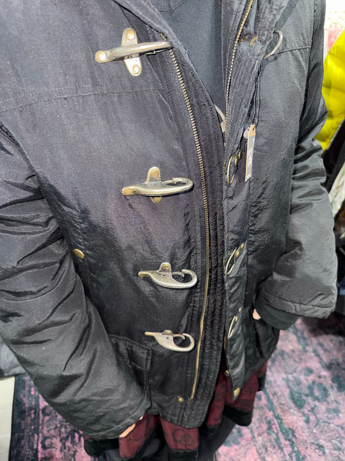 y2k 빈티지 더플 롱파카 블랙 후드퍼 코트 상품이미지5