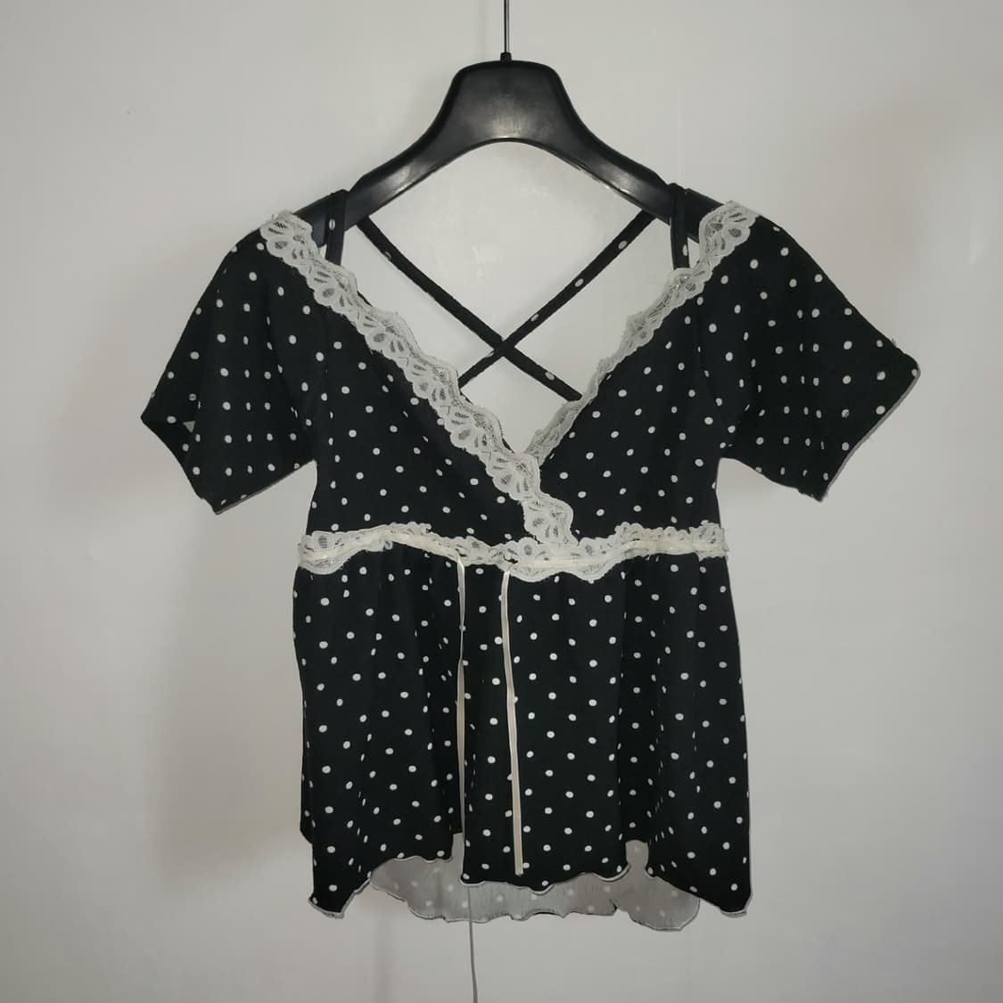 TMDDK 블랙 도트패턴 리메이크 탑 상품이미지1