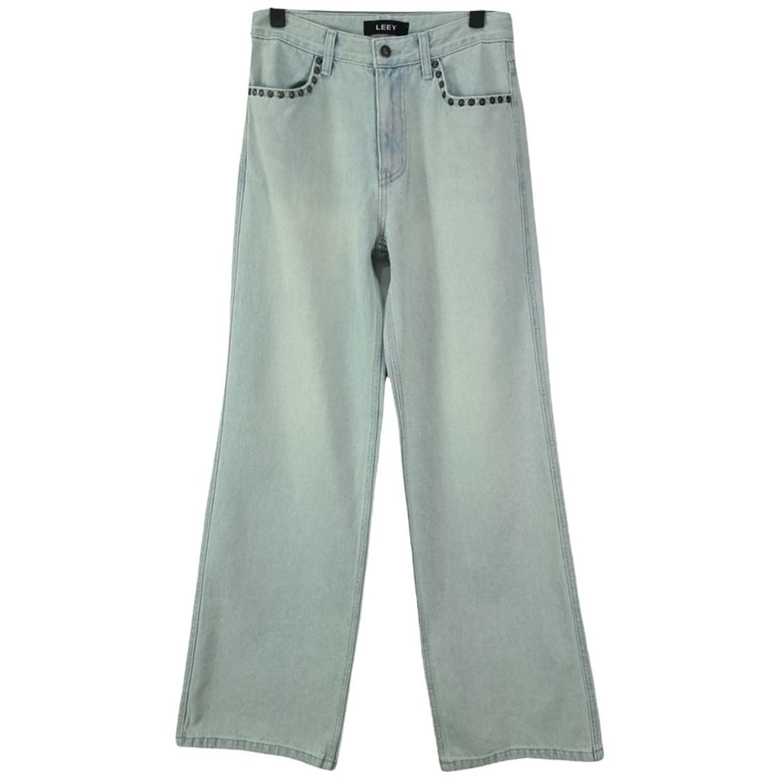 [LEEY YEEL] 아이스워싱 스터드 리벳 와이드 데님팬츠 M19815 상품이미지2