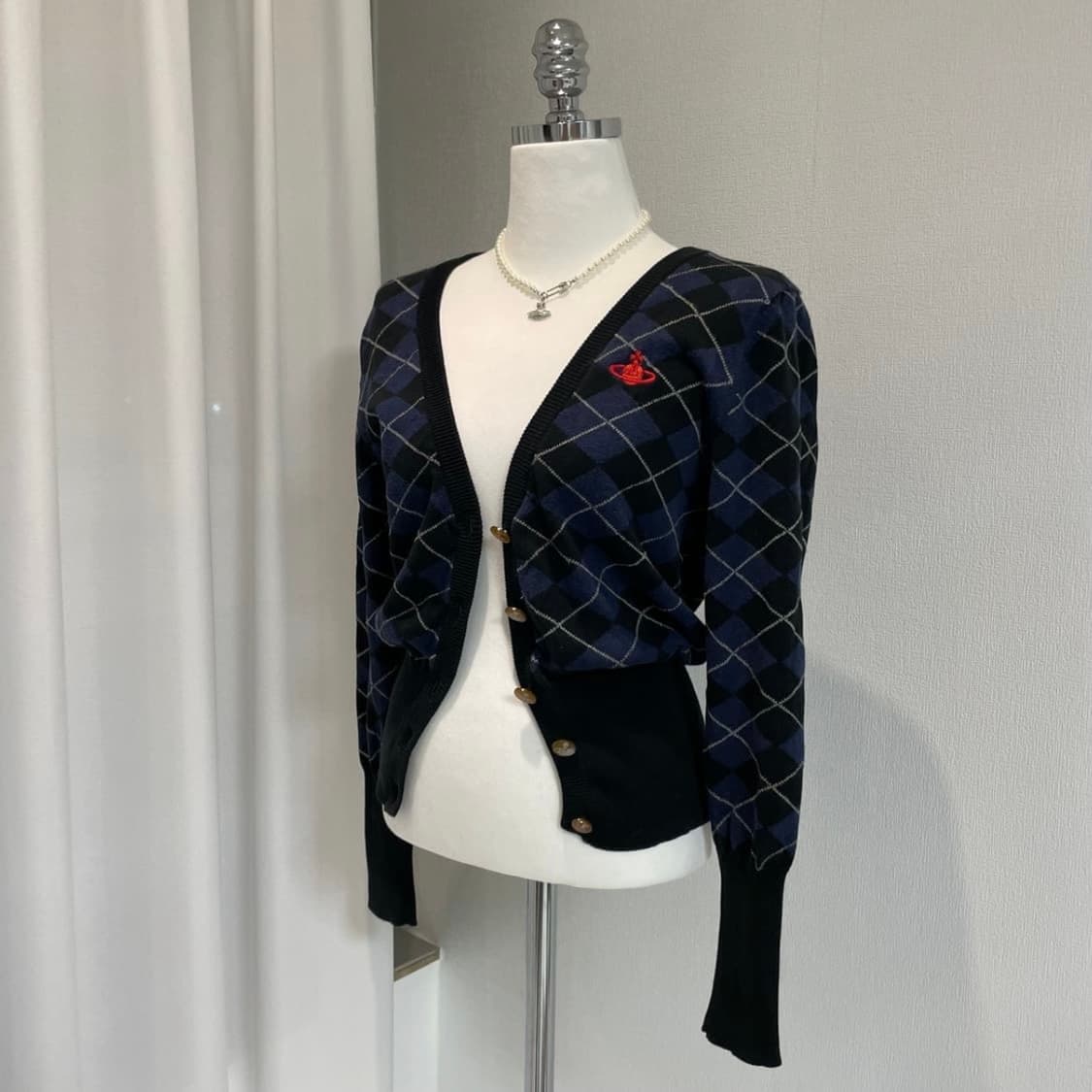 비비안웨스트우드 레드라벨 아가일 패턴 니트 가디건 상품이미지6