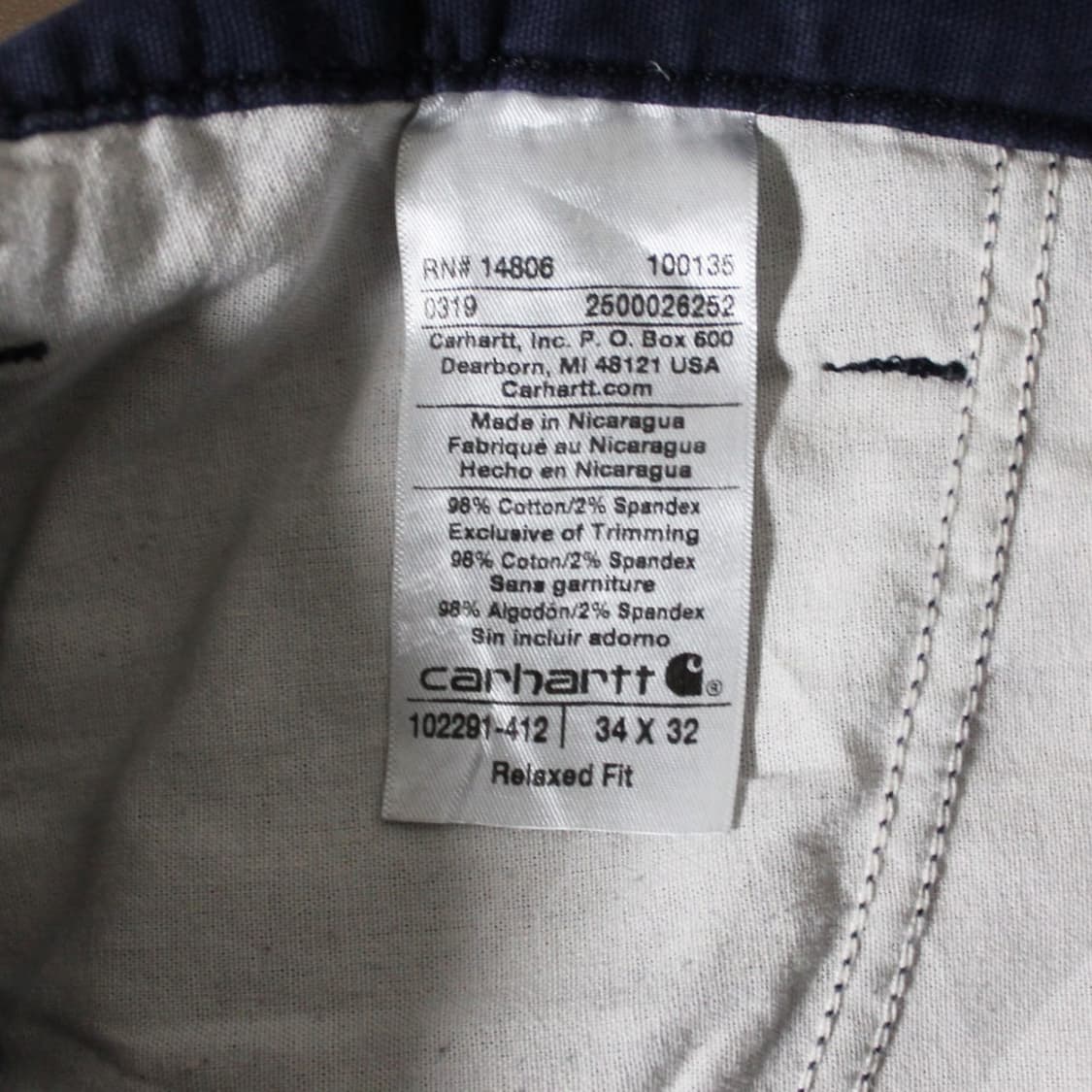 Carhartt 칼하트 릴렉스핏 네이비 카고 워크 팬츠 상품이미지4