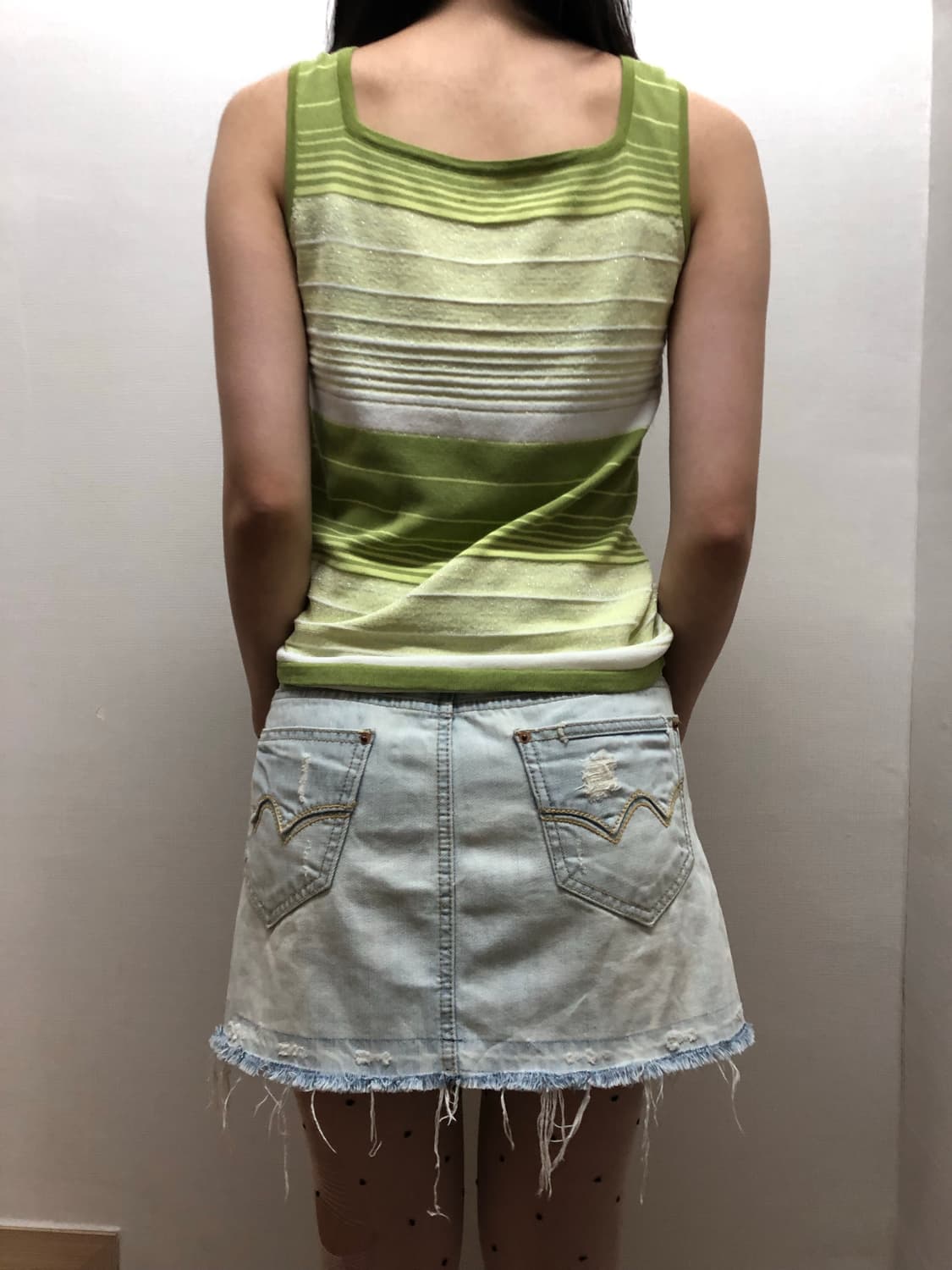 빈티지 데님 미니 스커트 상품이미지5