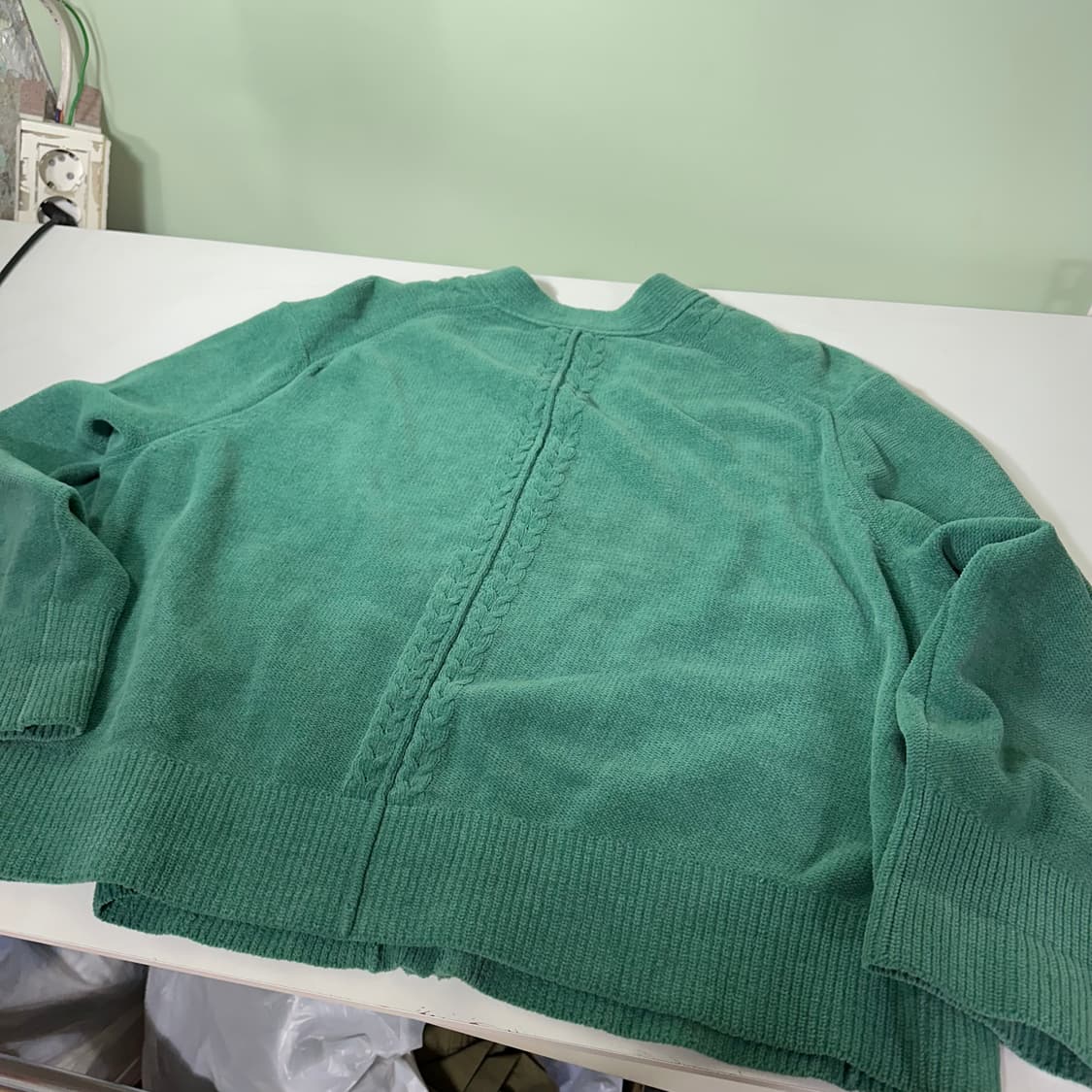 우먼OS 바네스브루노 아떼 빈티지그린 오버핏 면니트 봄 가디건 상품이미지5