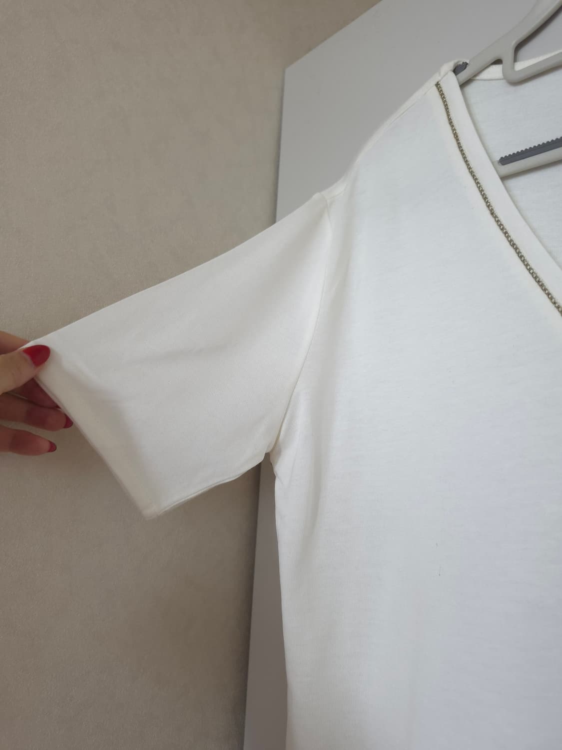 마시모두띠 V넥 반팔 티셔츠 아이보리 상품이미지3