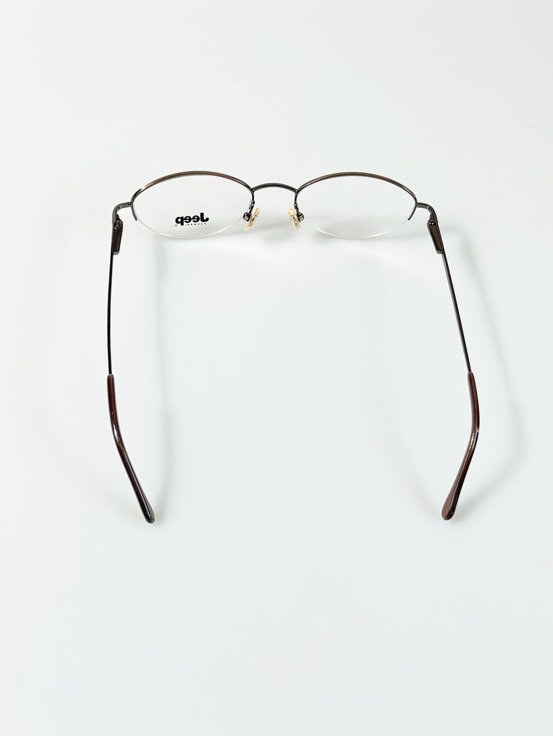 90s Jeep 브라운 오벌 반무테 프레임 빈티지 안경 상품이미지6