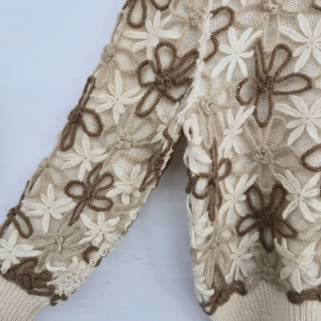 핸드메이드 플라워 자수 니트 스웨터 여성 M 상품이미지3