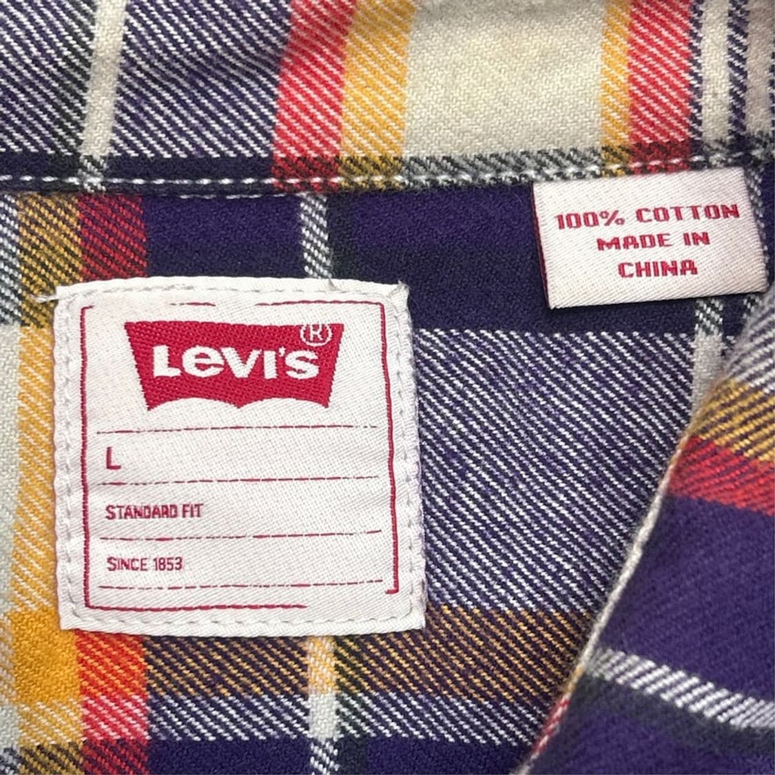 리바이스 퍼플 체크 플란넬 투포켓 셔츠 L 상품이미지5