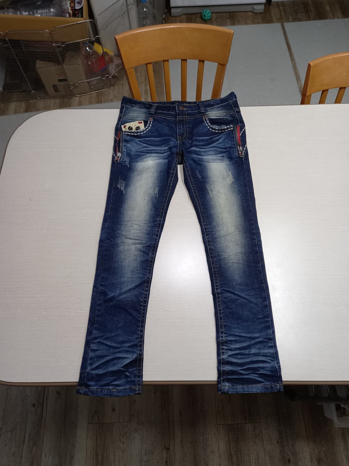 32 ESTHER 약골반 워싱 스판스키니 진청 32-370 상품이미지1