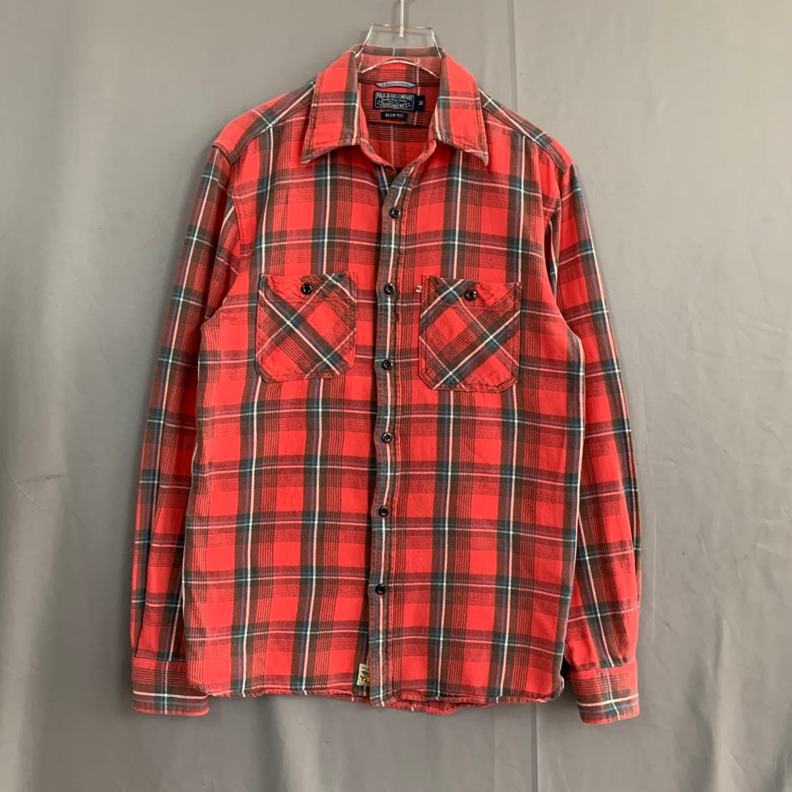 M 폴로 진스 슬림핏 빈티지 플란넬 체크 더블 포켓 셔츠 상품이미지1