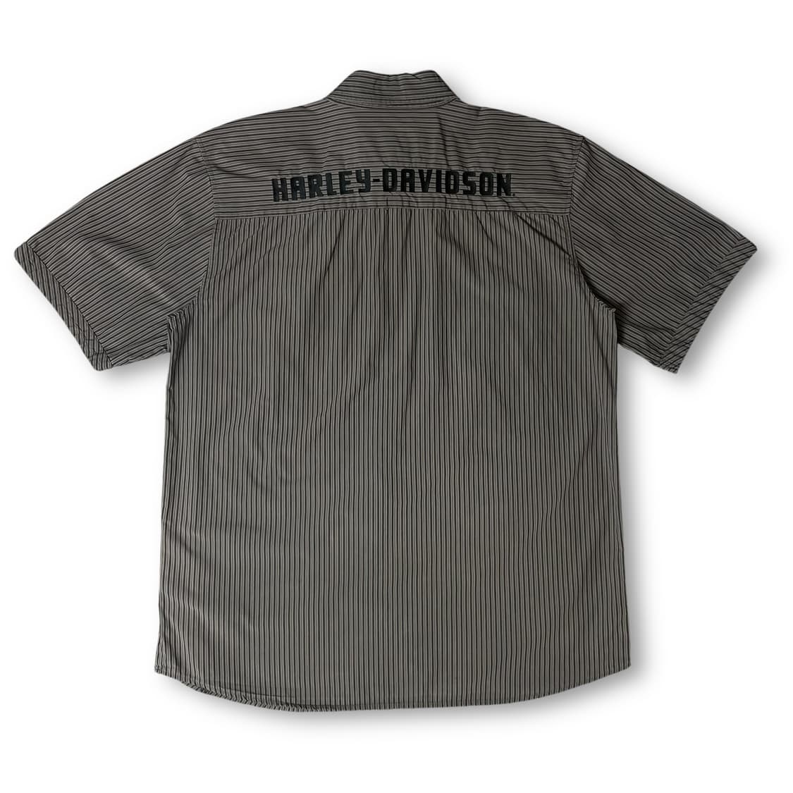 할리데이비슨 그레이 투포켓 스트라이프 자수 반팔 셔츠 L 상품이미지2