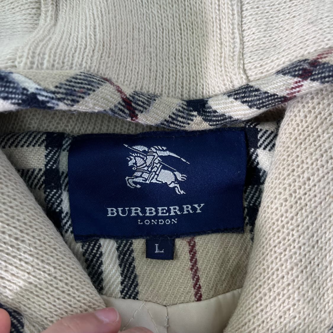 W 95 버버리 90s 니트 후드 코트 상품이미지3