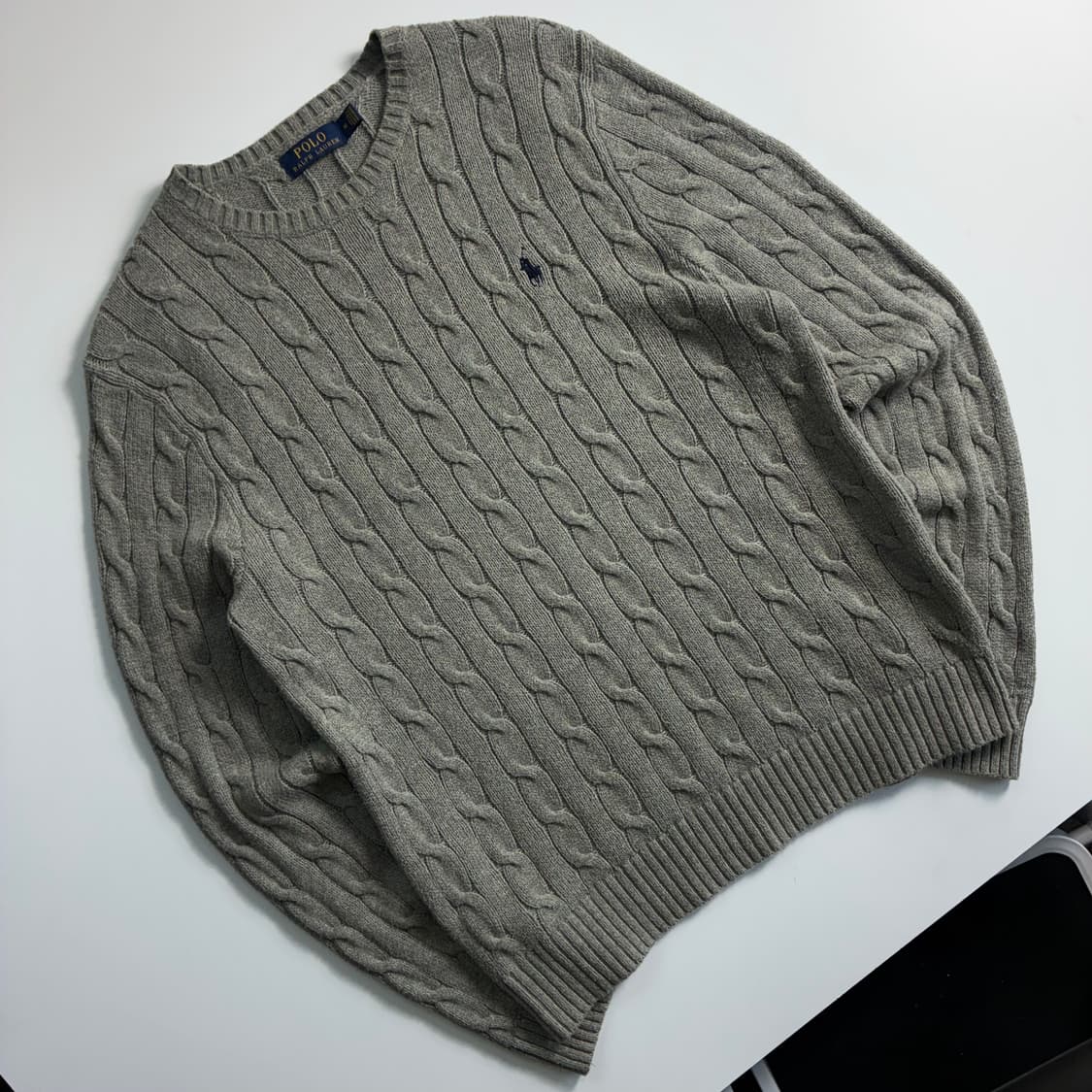 Polo  폴로 랄프로렌 자수 코튼 그레이 꽈배기 니트  상품이미지2