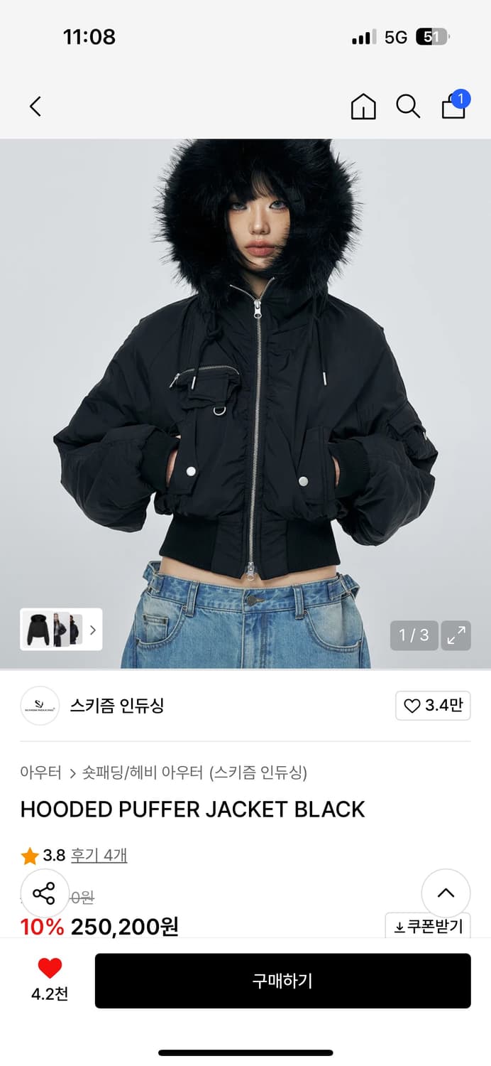 스키즘 인듀싱 푸드패딩자켓 상품이미지1