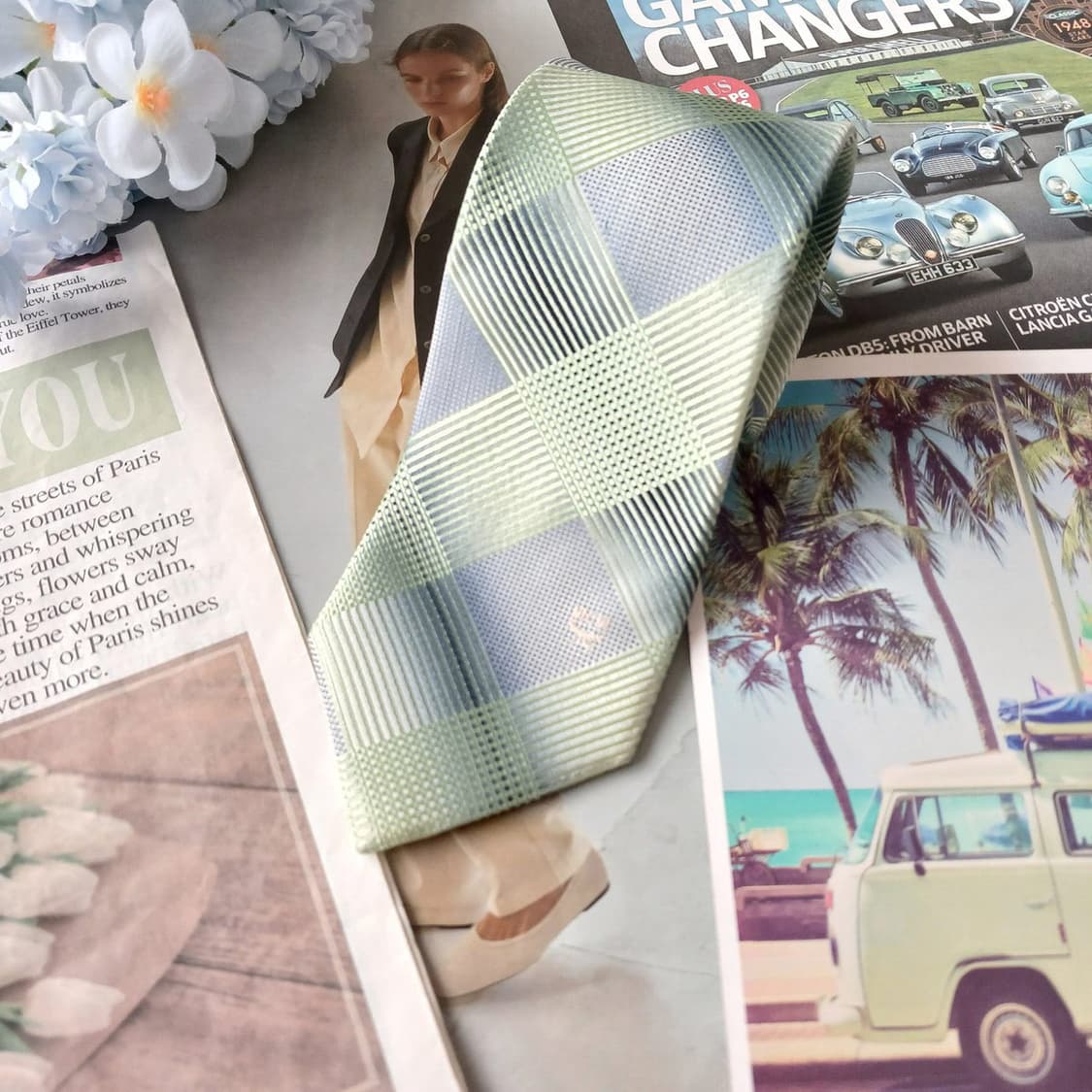 엠씨엠 실크 민트 체크 패턴 넥타이 8.2cm A+등급 A19637
 상품이미지5