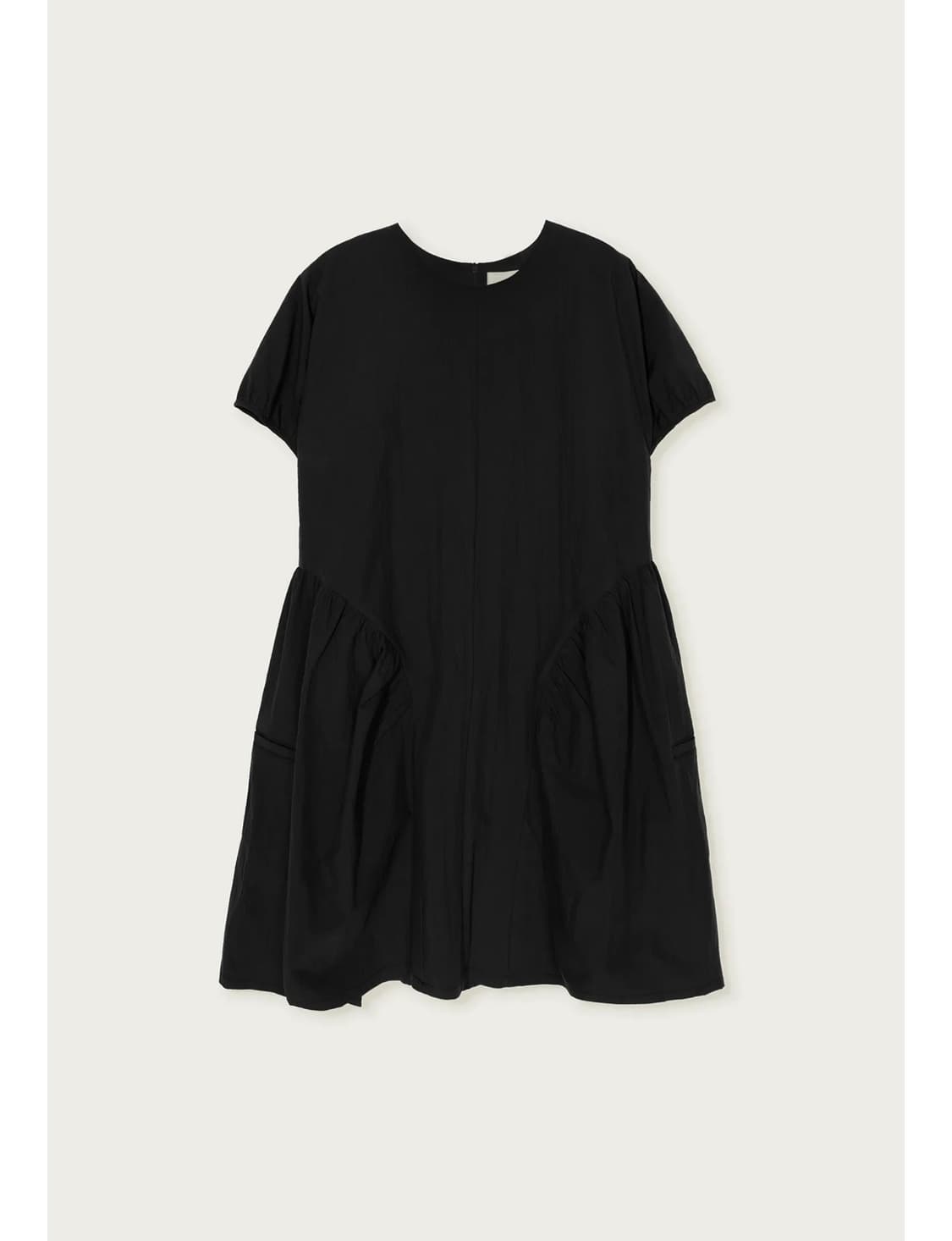 PESTO CAP SLEEVE SHIRRING DRESS BLACK 상품이미지1