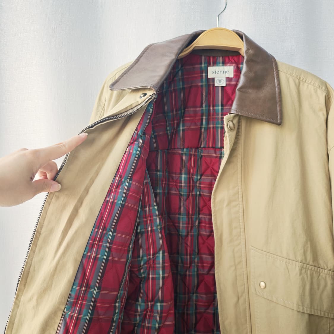 시엔느 타탄 트렌치 점퍼 베이지 S(여성 FREE) 상품이미지7