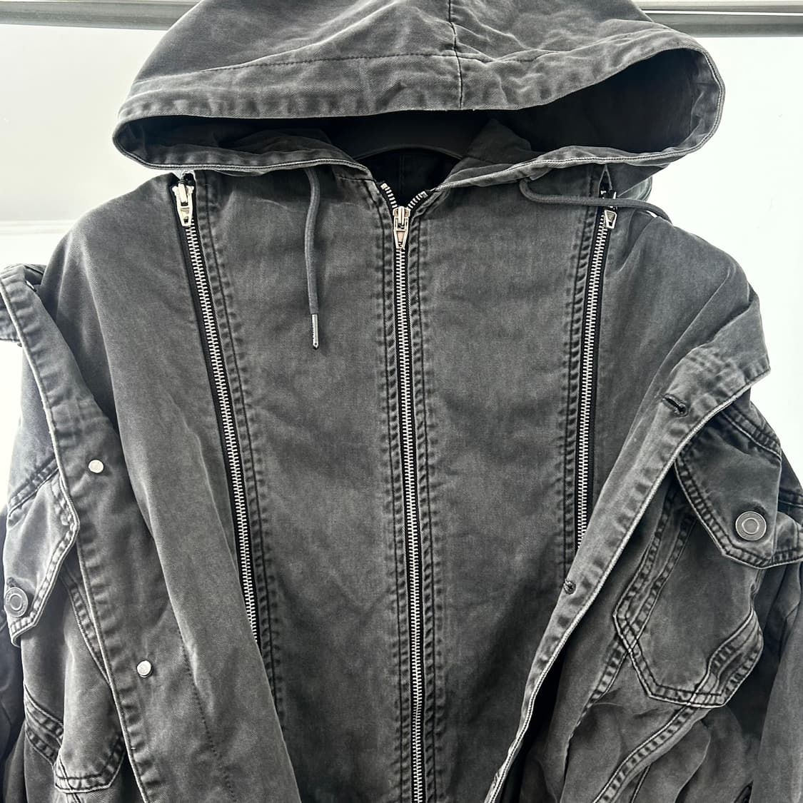 준지 22FW 3웨이 레이어드 흑청 후드 데님 자켓 상품이미지8