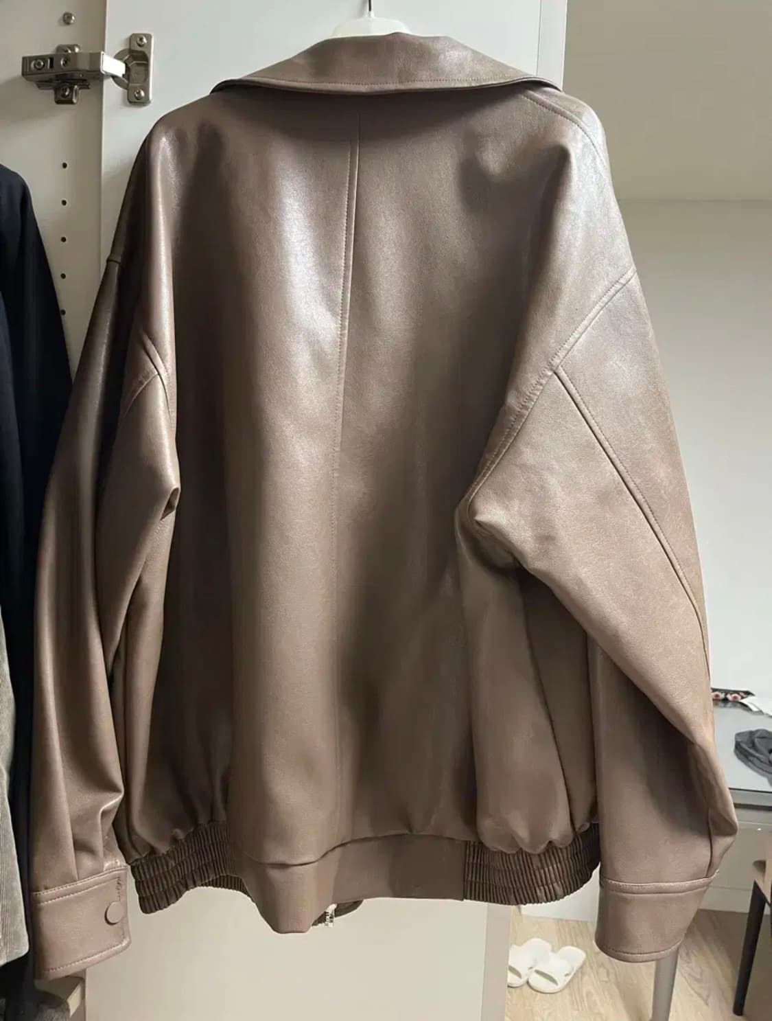 브라운 레더 블루종 자켓 상품이미지2