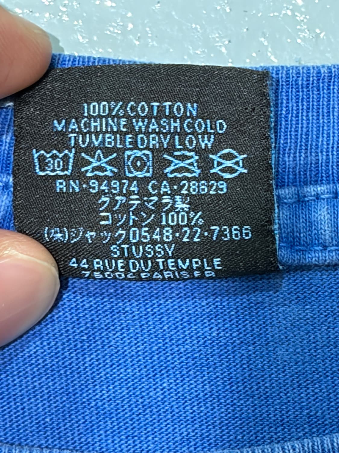 스투시(Stussy)스케이트 파시 피그먼트 다이드 블루 반팔 상품이미지6