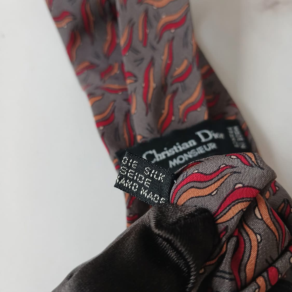 크리스찬 디올 실크 브라운 패턴 넥타이 8cm A~B등급 E838 상품이미지8