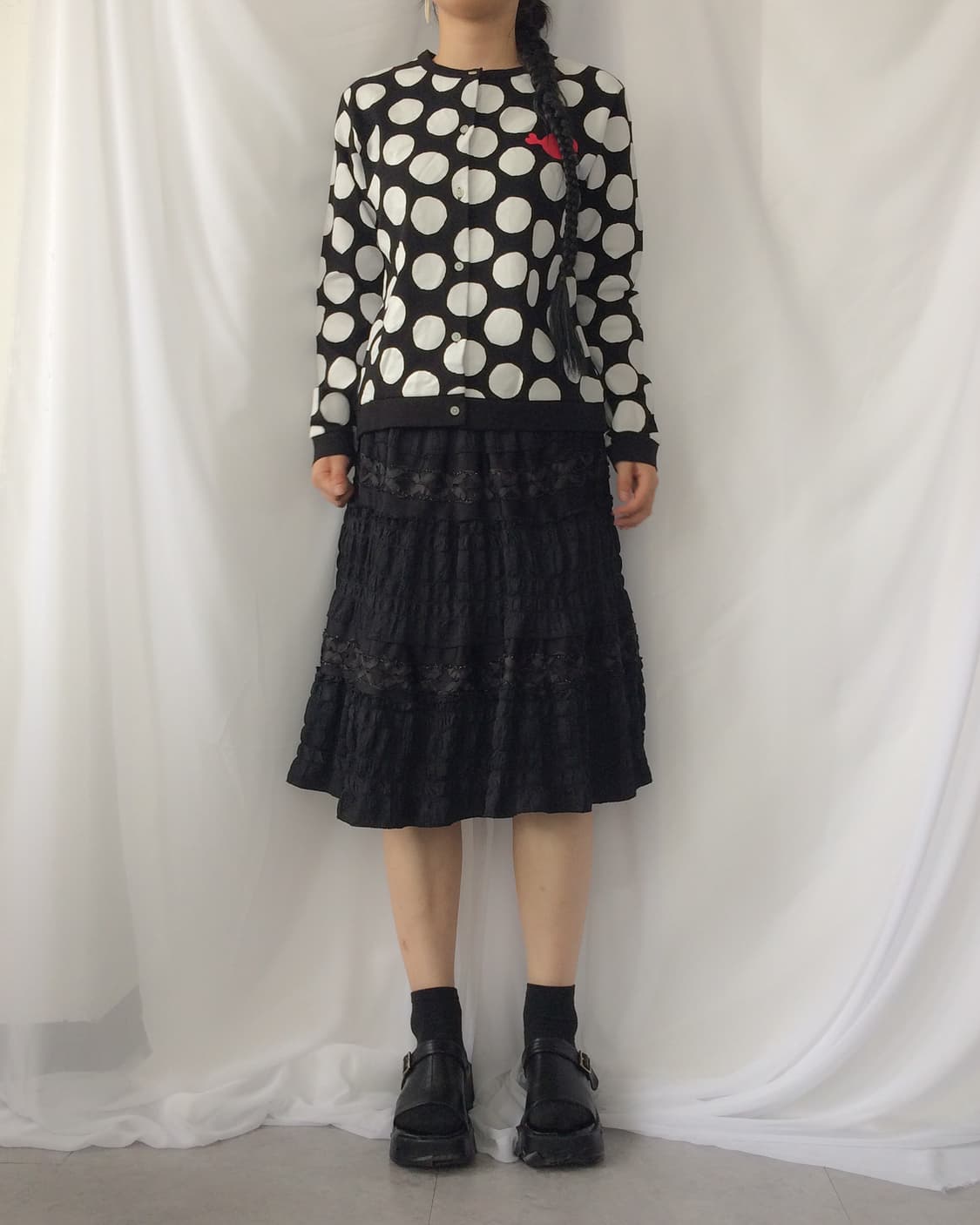 Dot pattern printing cardigan 상품이미지5