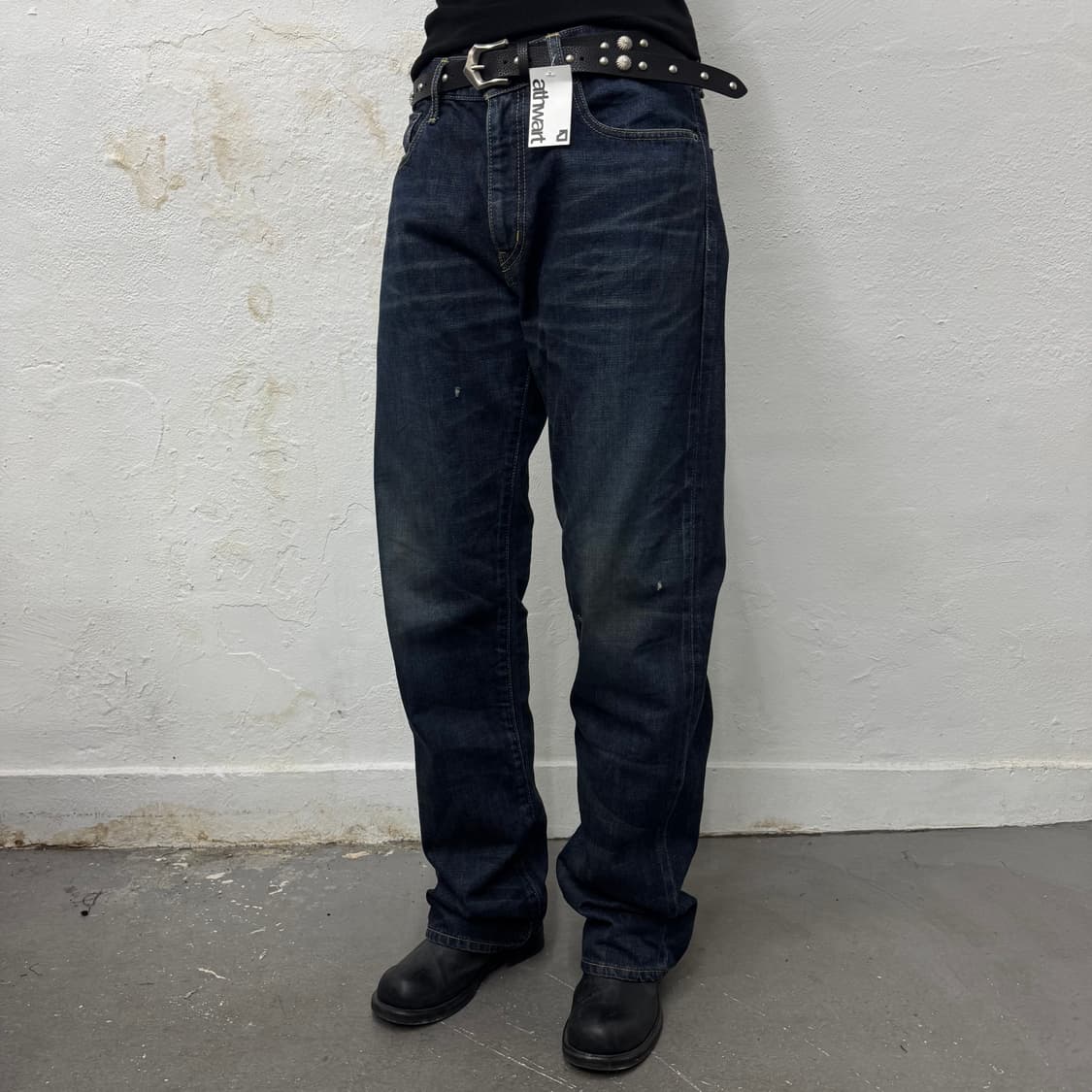 네이버후드 인디고블루 워시드 루즈 스트레이트 데님 팬츠 상품이미지1