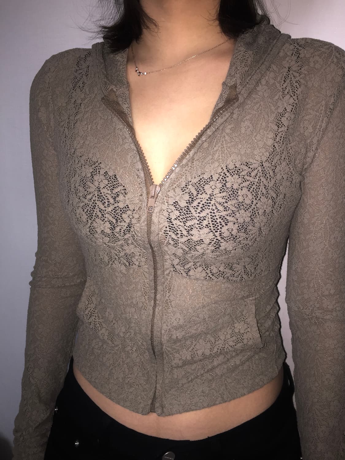 레이스 시스루 후드자켓 상품이미지3