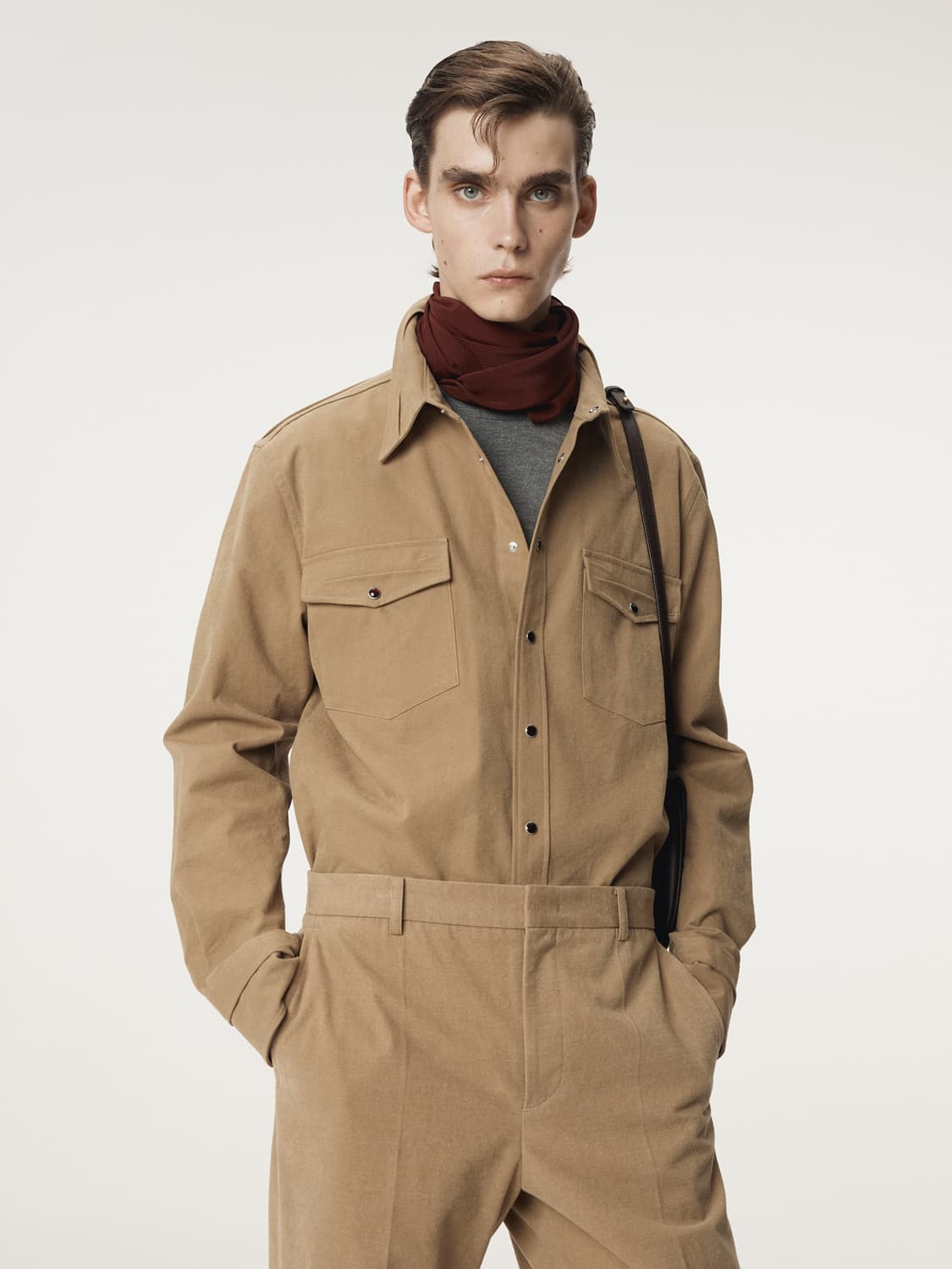 렉토 25FW RC 슬릭 실크 스카프 와인 상품이미지8