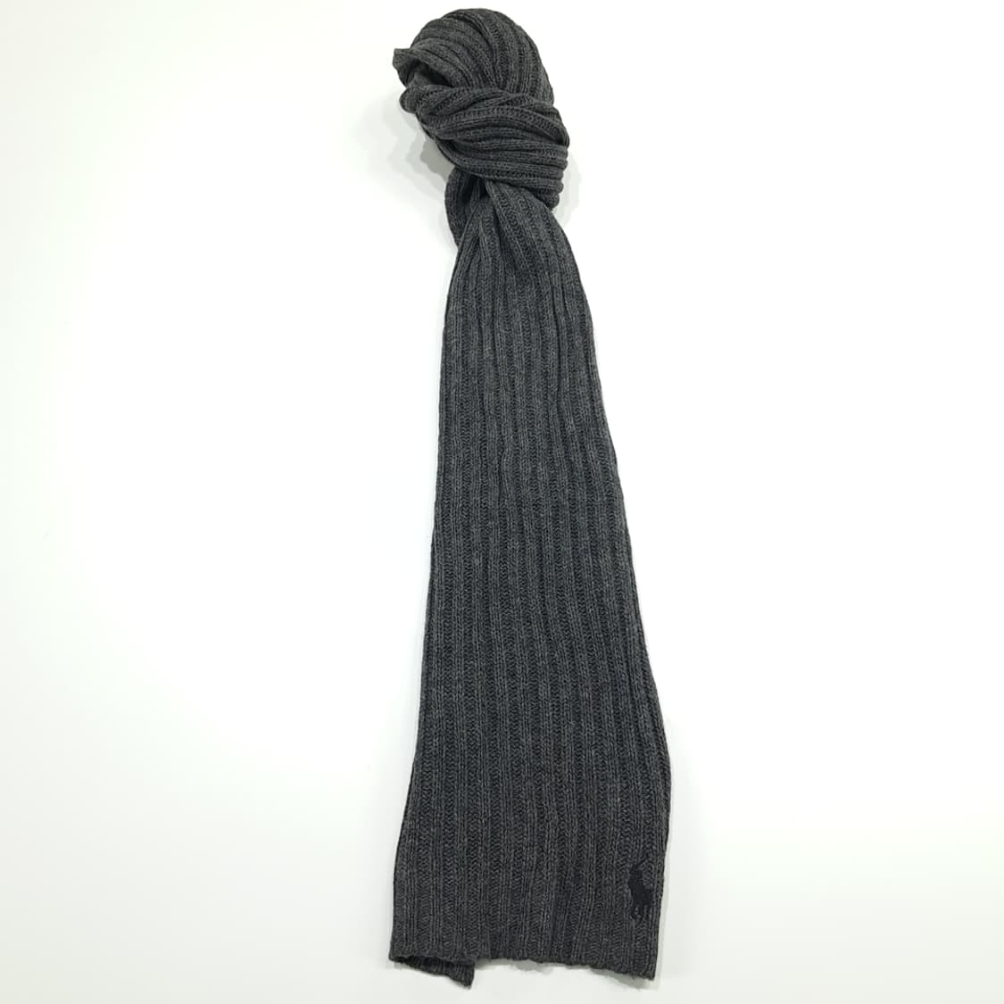 MX305 폴로 랄프로렌 차콜그레이 리브드 램스울 니트 목도리 머플러 상품이미지4