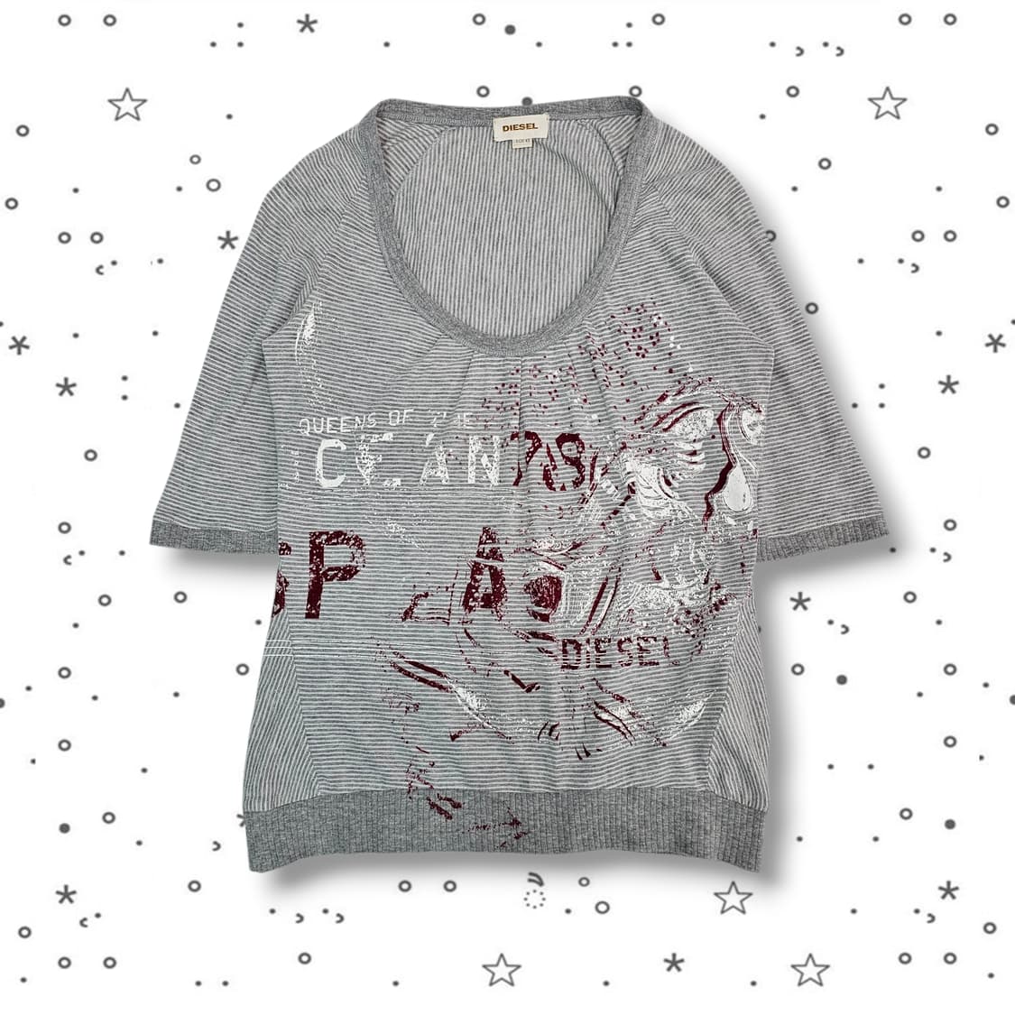 XS DIESEL 디젤 프린팅 스트라이프 티셔츠 상품이미지3