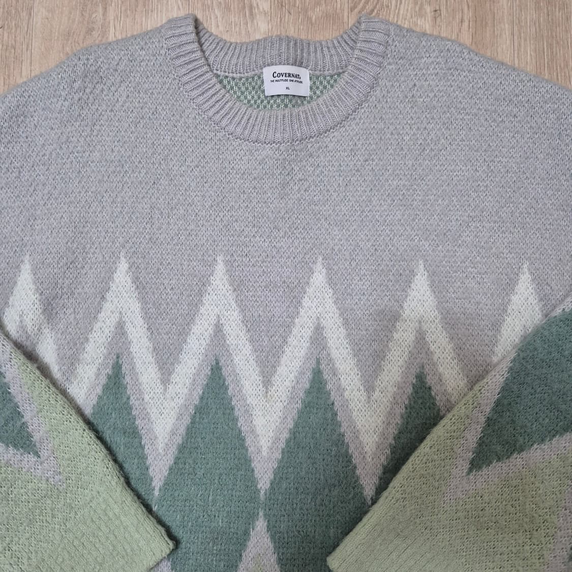 커버낫 다이아몬드 패턴 라운드 니트 XL(105) 상품이미지2