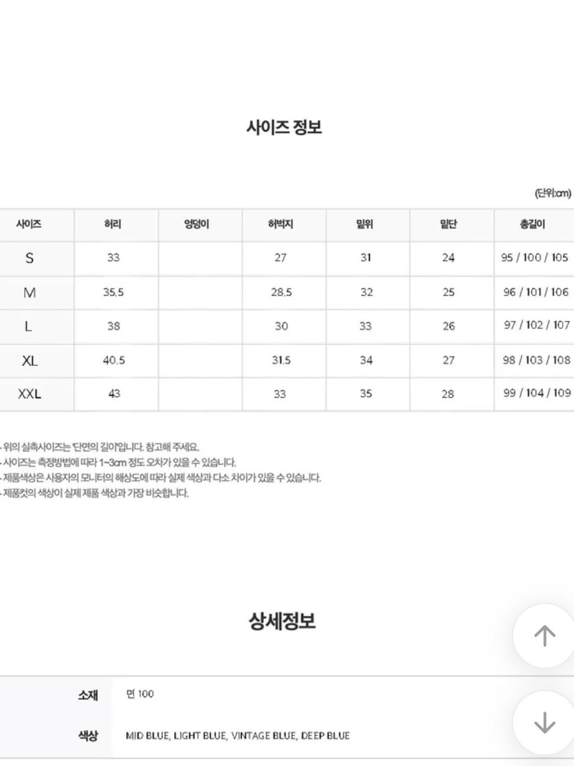 피피서울 스트레이트 워싱 데님 팬츠 딥블루 새상품 상품이미지5