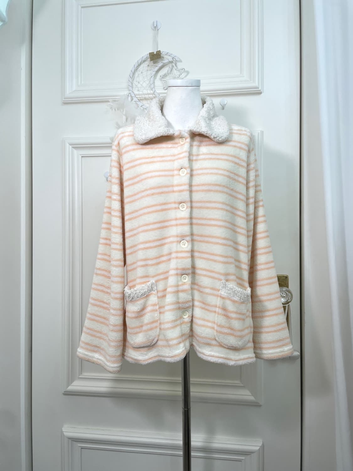 coral ivory stripe fur point homewear 상품이미지1
