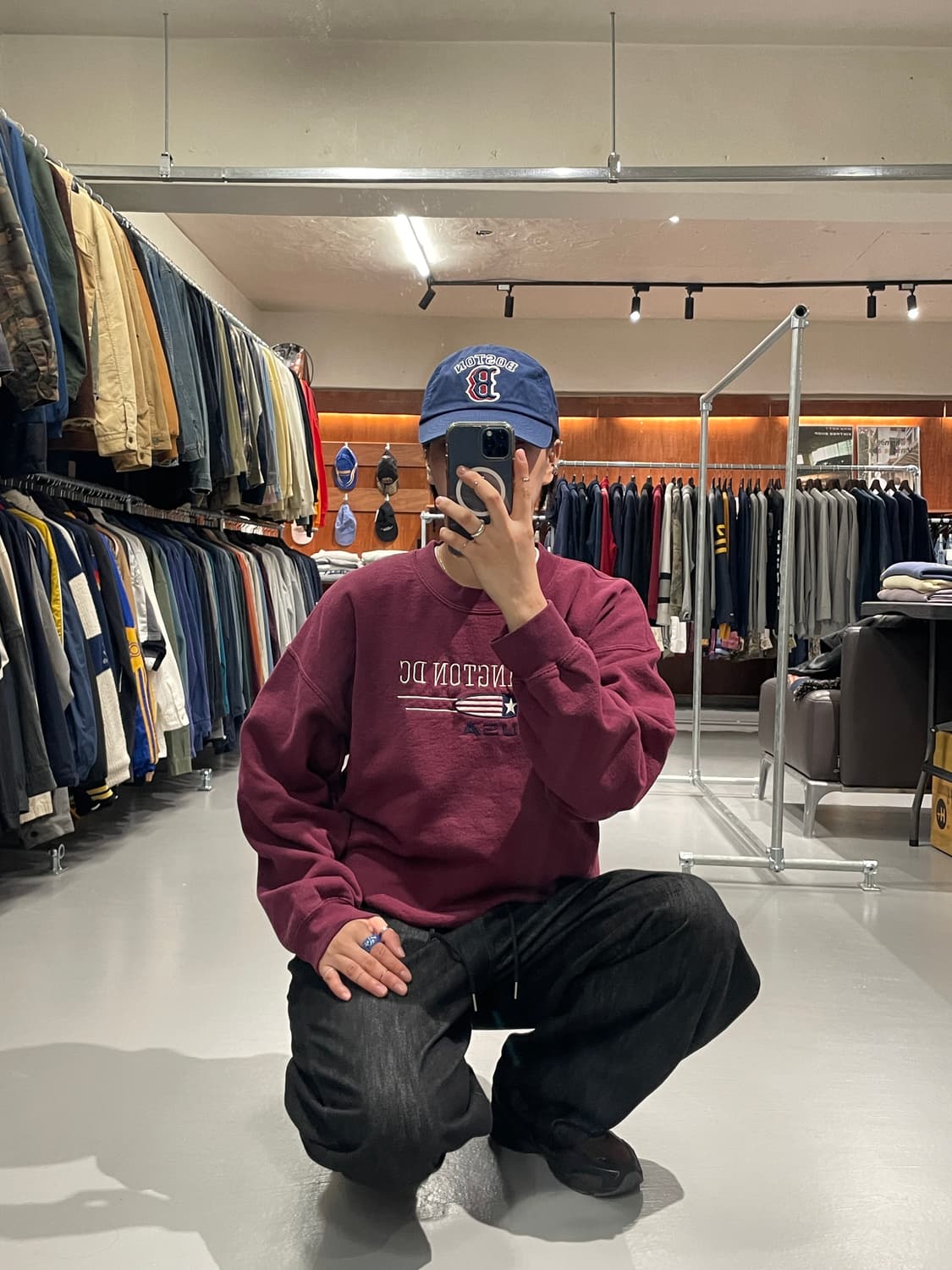 빈티지 맨투맨 티셔츠 (버건디)   상품이미지5