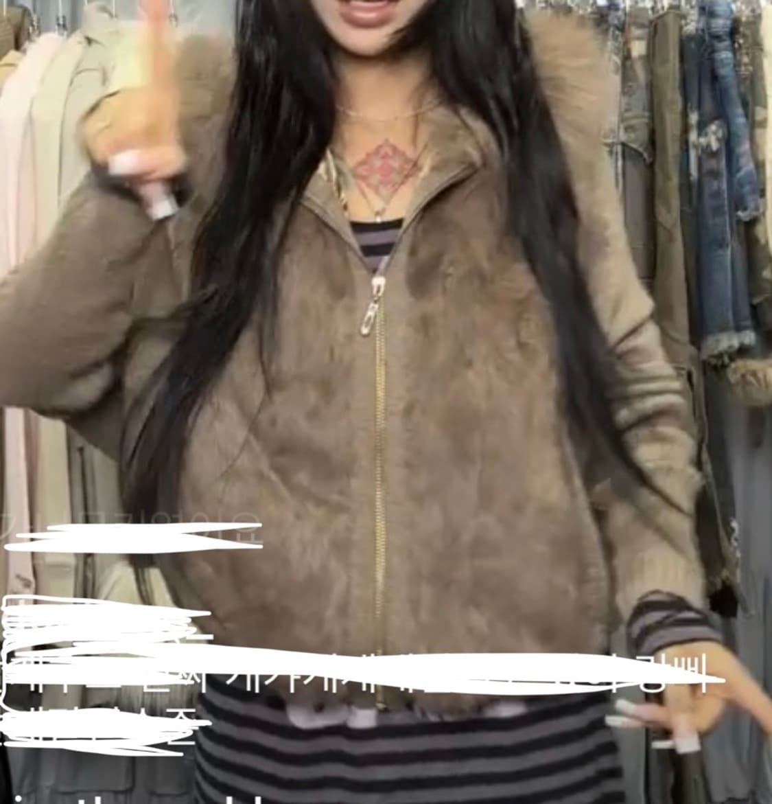 래빗퍼 집업 rabbit fur zip-up 상품이미지2