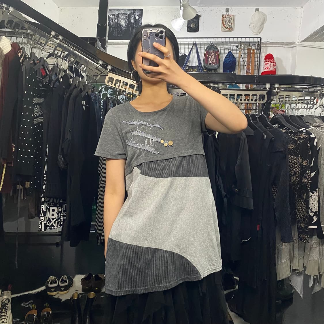 Royal flower 모리st 배색 롱 티셔츠 상품이미지1