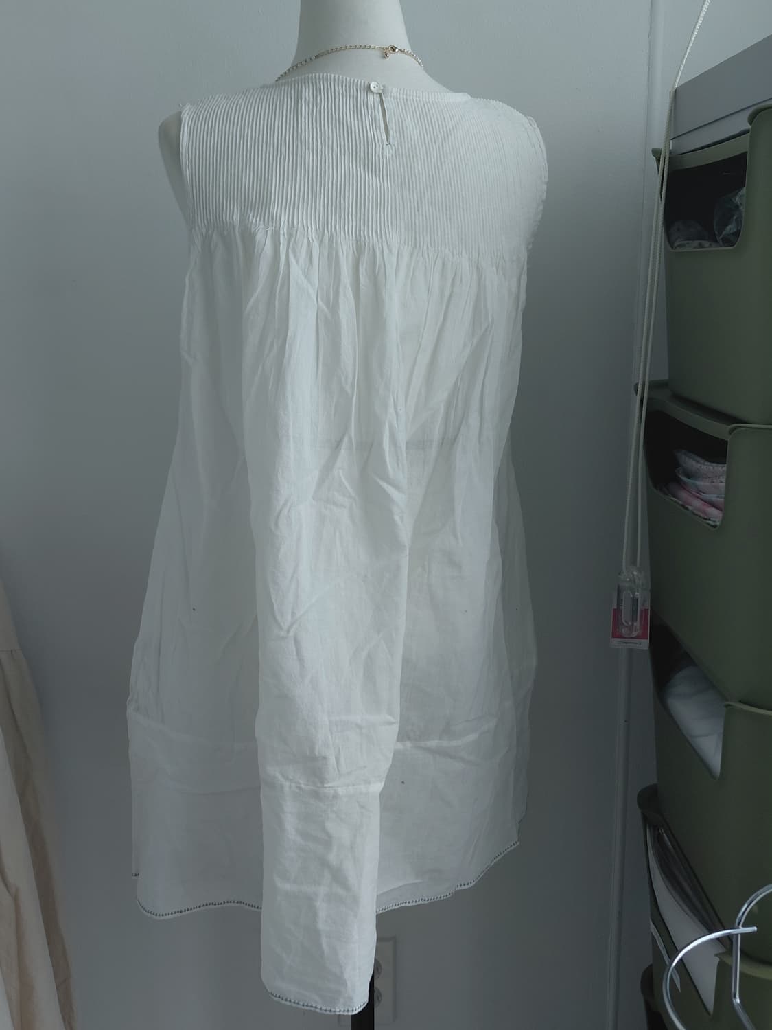 [일본빈티지] 화이트 핀턱 민소매 원피스 상품이미지3