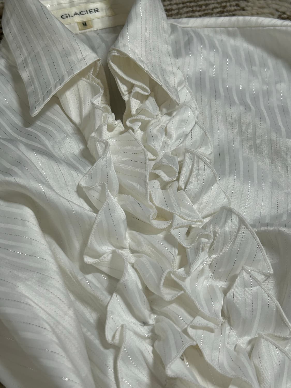 Glacier 글리터 프릴디테일 블라우스 셔츠 긱시크 로맨틱 상품이미지2