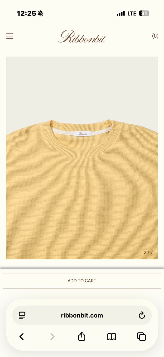 리본빛 그리드 와플티 옐로우 Grid Waffle Tee Yellow 상품이미지4