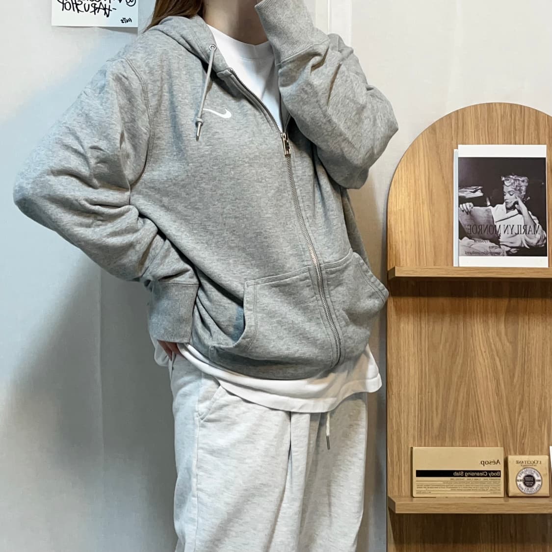 [정품] 나이키 그레이 화이트 스우시 후집 [ L ] 상품이미지2