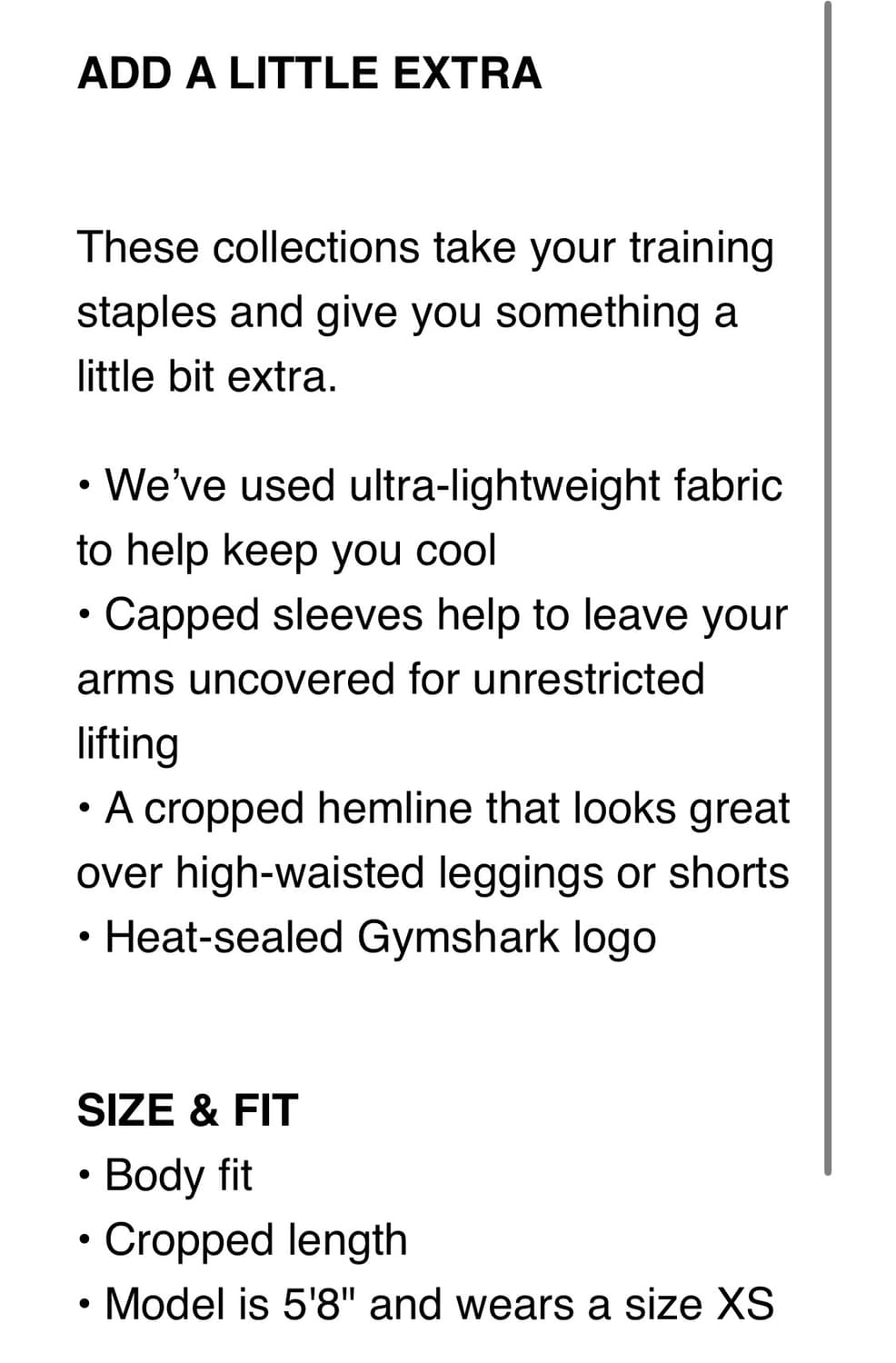 짐샤크 gymshark 크롭 슬리브 (새상품,xxs) 상품이미지3