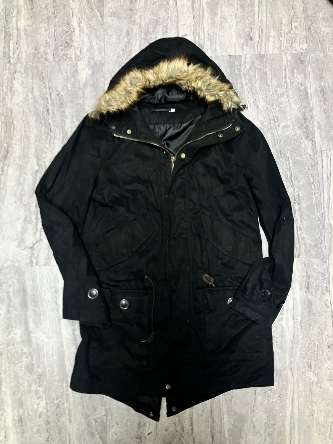 일본빈티지 Lenly 올드스쿨아메카지 혁오풍 울프죠라쿤 사파리야상자켓 상품이미지1