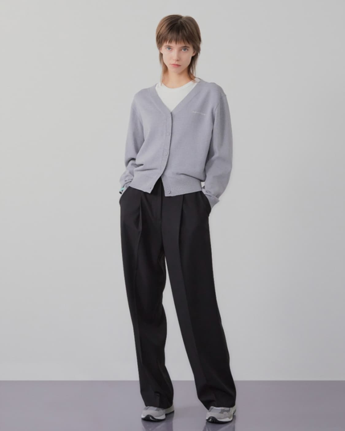 인스턴트펑크 베이직 자수 가디건 그레이 상품이미지1