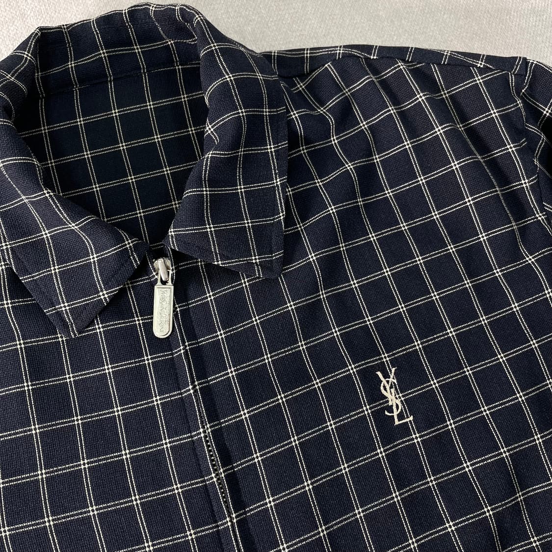 100 입생로랑 ysl 로고 린넨 블루종 자켓 상품이미지2